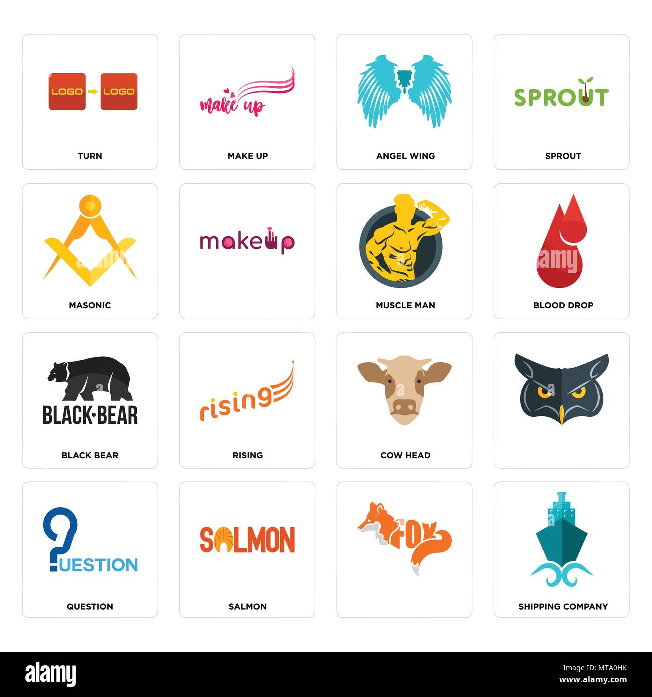 Set di 16 semplici icone modificabile come società di navigazione marittima , salmone, domanda, girare, masonic, orso nero, Muscolo uomo può essere utilizzato per il mobile, l'interfaccia utente web Illustrazione Vettoriale