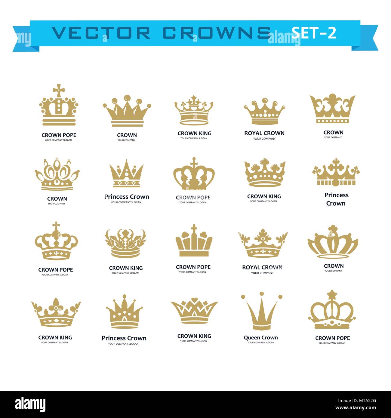 Vettore Collezione di creative re, regina, principessa, papa corone simboli  o elementi del logo. Set di geometrica corona vintage Immagine e Vettoriale  - Alamy