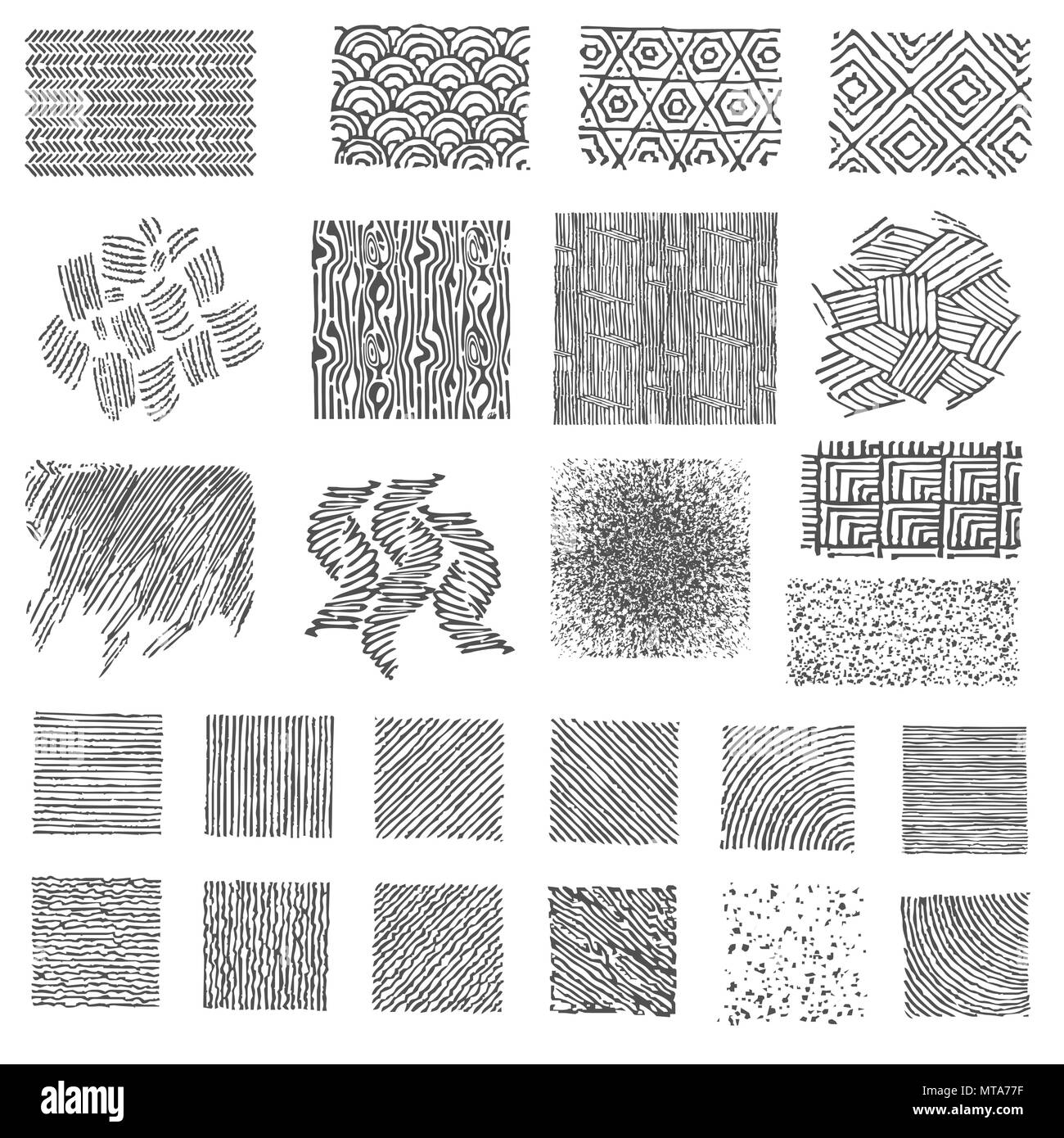 Set di disegnato a mano i modelli di marcatore. Doodle texture Illustrazione Vettoriale