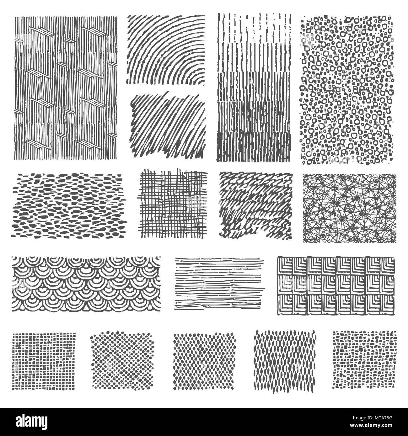 Set di disegnato a mano i modelli di marcatore. Doodle texture Illustrazione Vettoriale