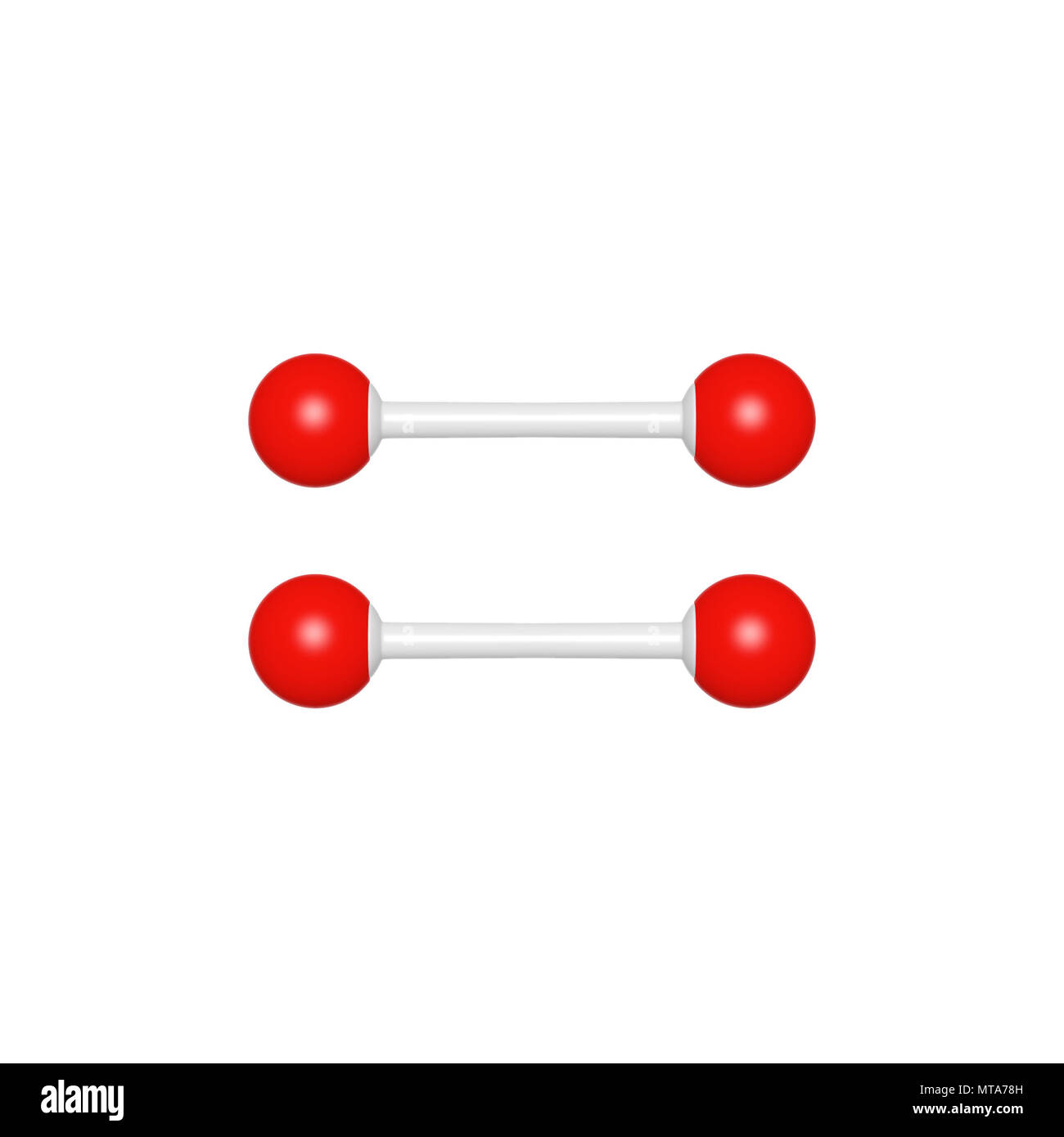 Struttura di molecola come uguaglianza matematica segno su sfondo bianco, rendering 3D immagine di segno per l educazione e la scuola tipografia Foto Stock