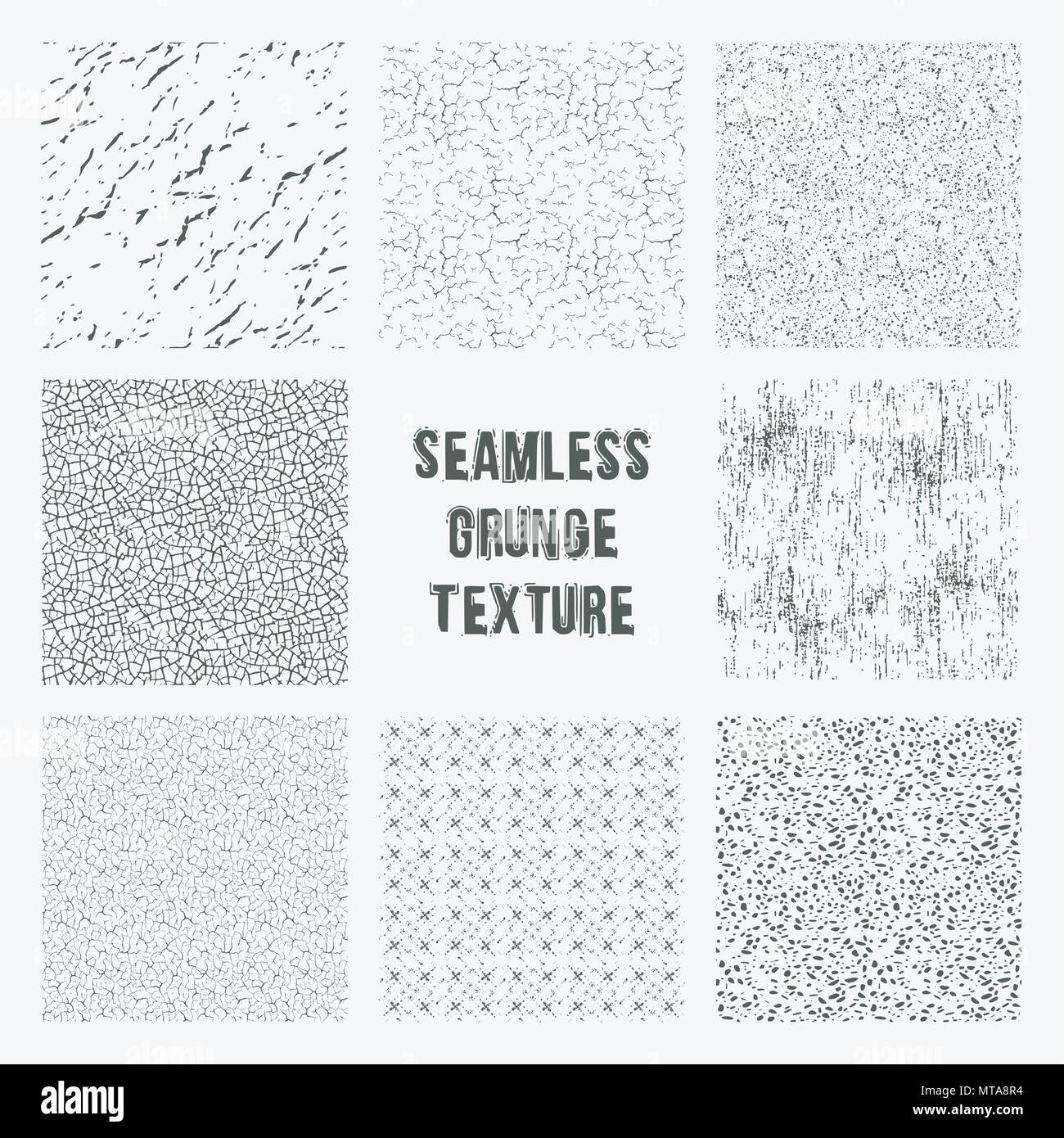 Set di grange seamless pattern. Vettore semplice graffiare le texture con puntini, ictus e scarabocchi Illustrazione Vettoriale