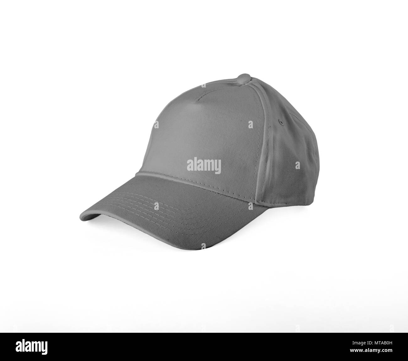 Grigio cappello da baseball su sfondo bianco Foto Stock