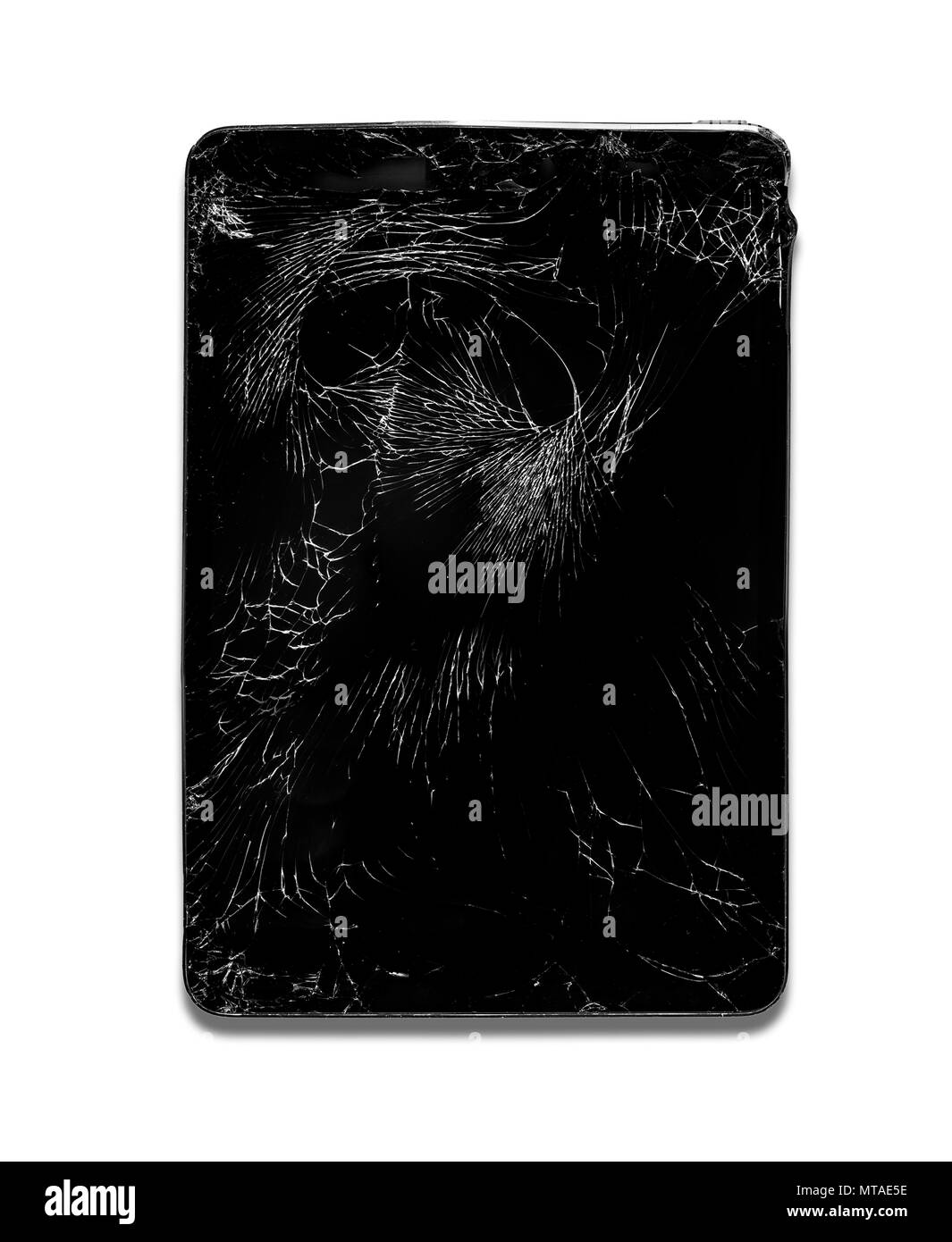 Rotture di tablet pc isolati su uno sfondo bianco. Foto Stock