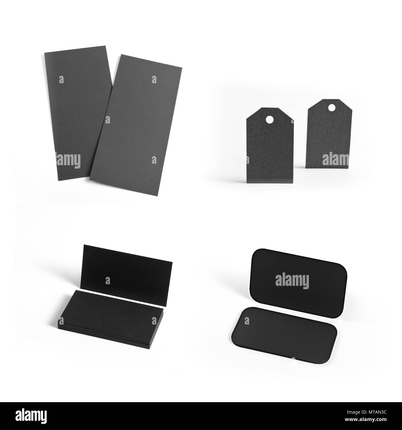 Set di elementi neri per la corporate identity design su sfondo bianco Foto Stock