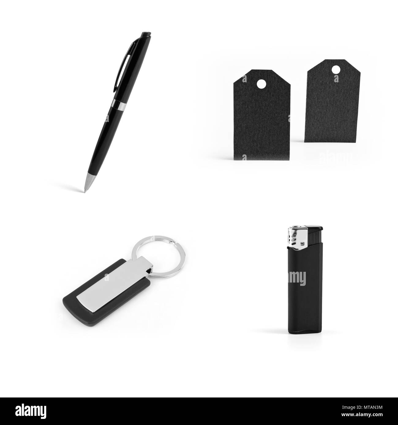 Set di elementi neri per la corporate identity design su sfondo bianco Foto Stock