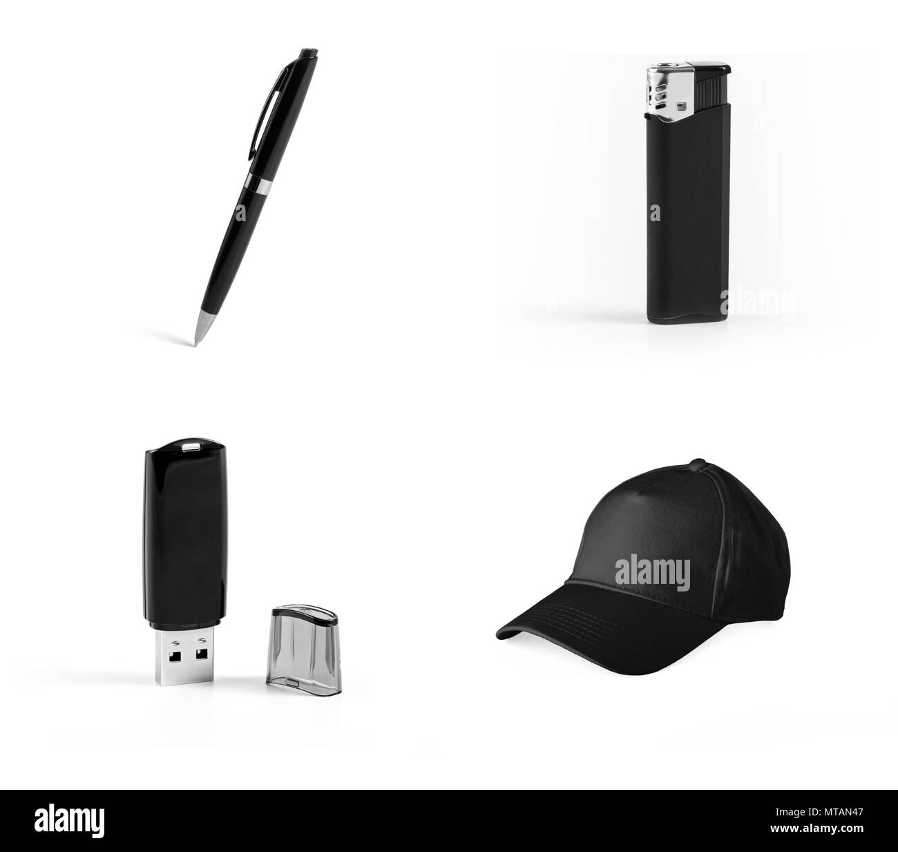 Set di elementi neri per la corporate identity design su sfondo bianco Foto Stock