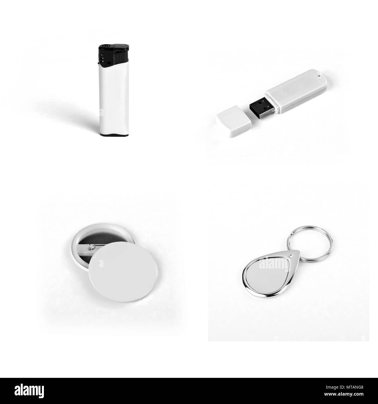 Set di elementi bianchi per la corporate identity design su sfondo bianco Foto Stock