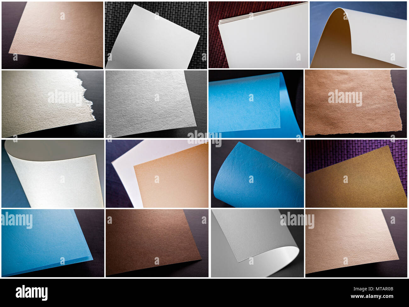Set di riprese macro di angolo della carta. Mockup. Close up Foto Stock