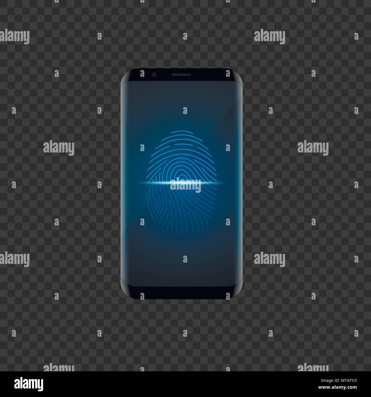 Smartphone con la scansione delle impronte digitali Illustrazione Vettoriale