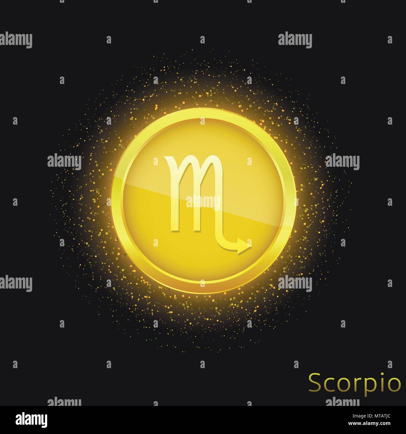 Golden segno dello Scorpione Illustrazione Vettoriale