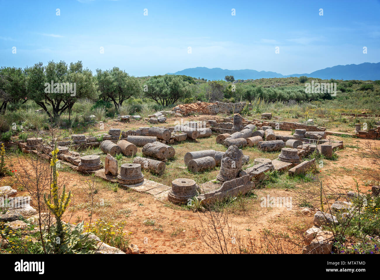 Le rovine di una villa romana in Aptera, Creta, Grecia Foto Stock