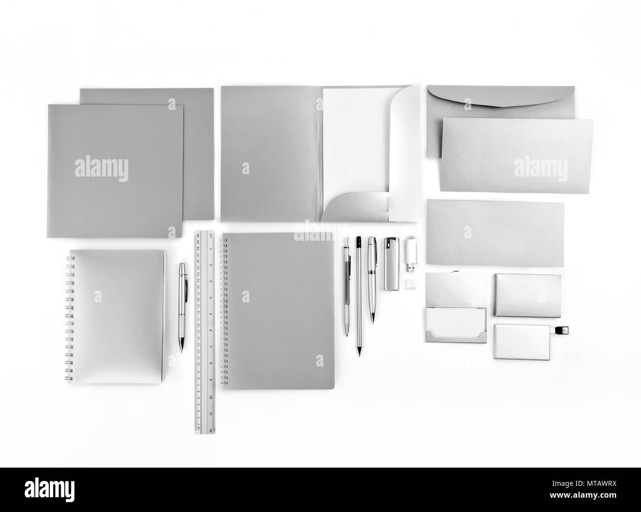 Elementi di corporate identity, silvery corporate identity, silvery elementi di design, impostato per accogliere l'identità aziendale, raccolta di id aziendale Foto Stock