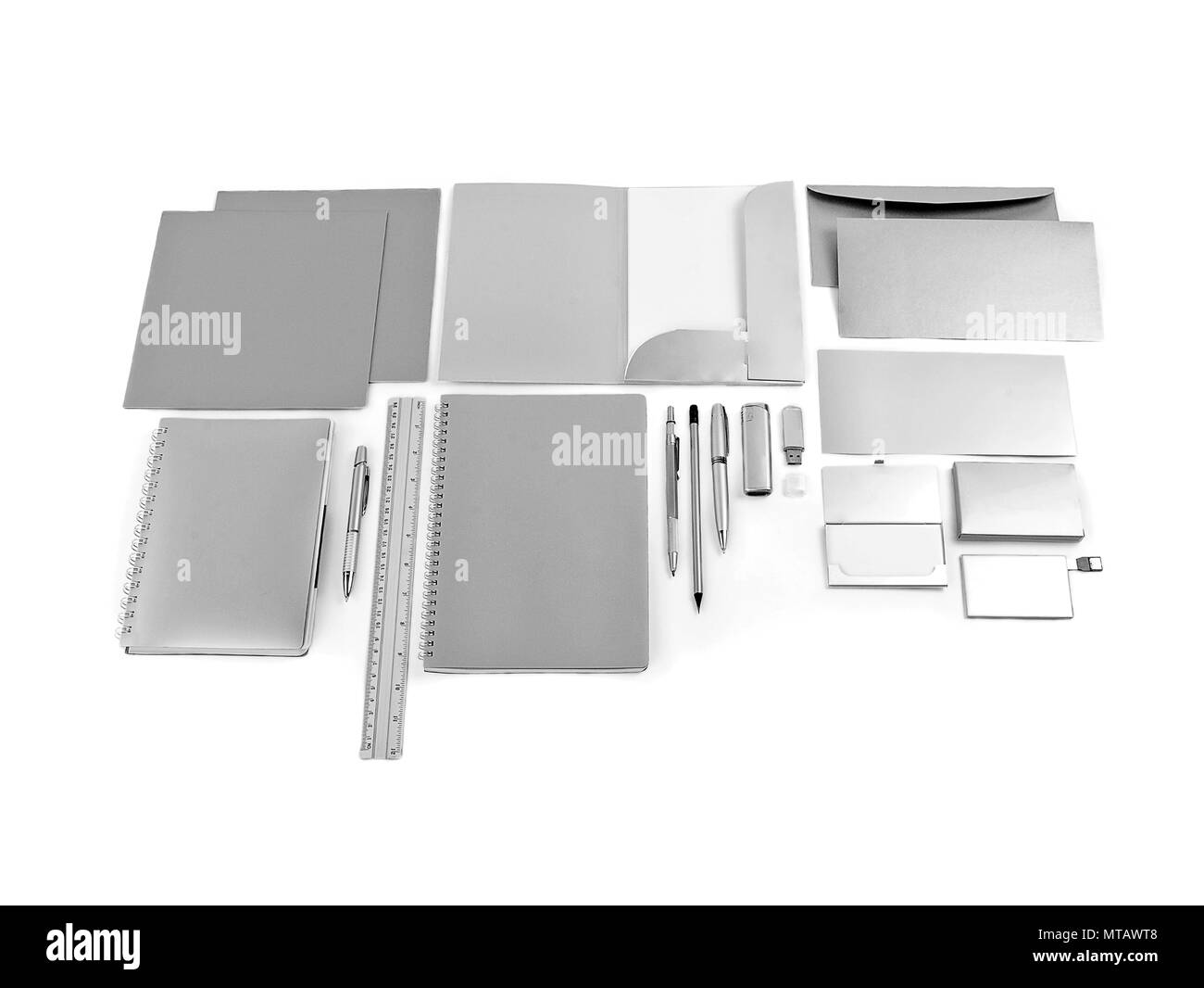 Elementi di corporate identity, silvery corporate identity, silvery elementi di design, impostato per accogliere l'identità aziendale, raccolta di id aziendale Foto Stock