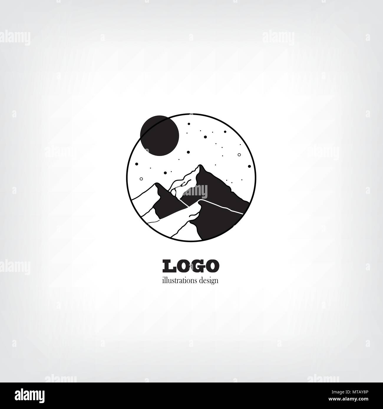 Silhouette di montagna vettore logo Illustrazione Vettoriale