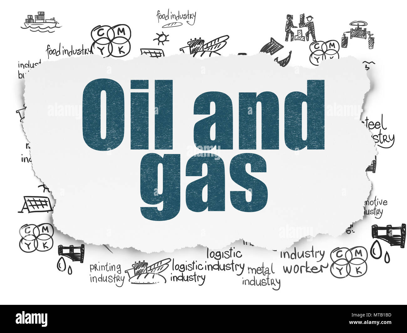 Realizzati concetto: Petrolio e Gas sulla carta strappata sfondo Foto Stock