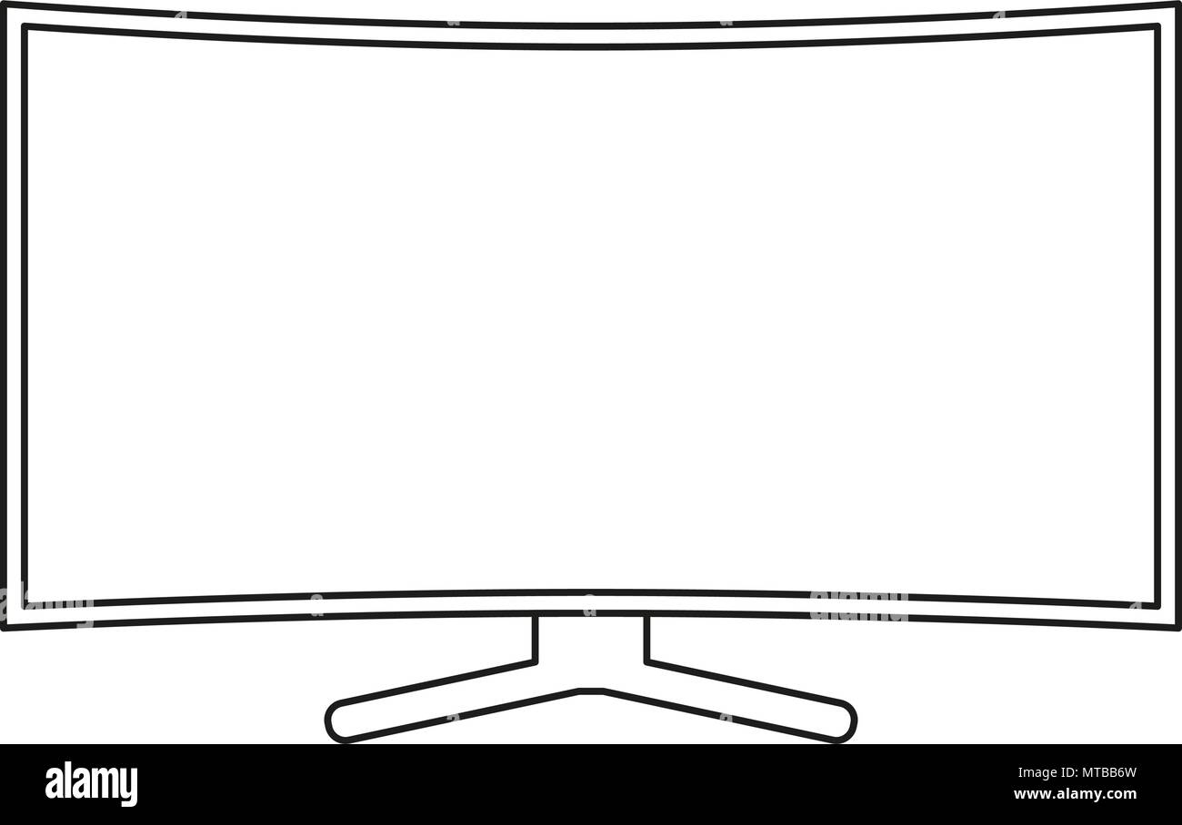 Line art in bianco e nero TV HD Illustrazione Vettoriale