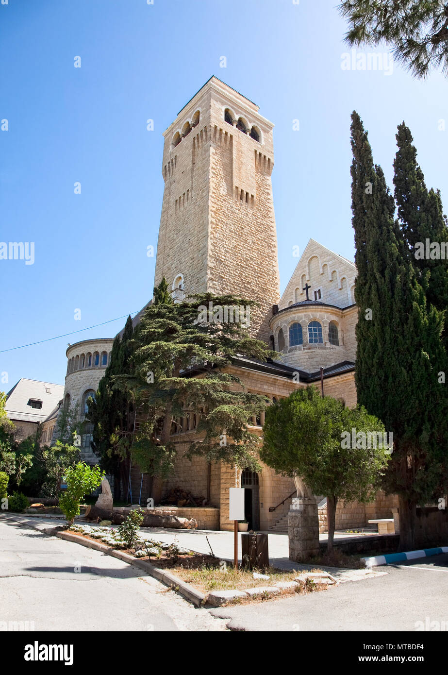 Augusta (Ogusta) Victoria Hospital e chiesa su Har Ha-Zeitim (Mount of Olives), Gerusalemme, Israele Foto Stock