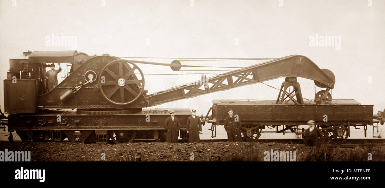 Treno a vapore gru, primi 1900s Foto Stock