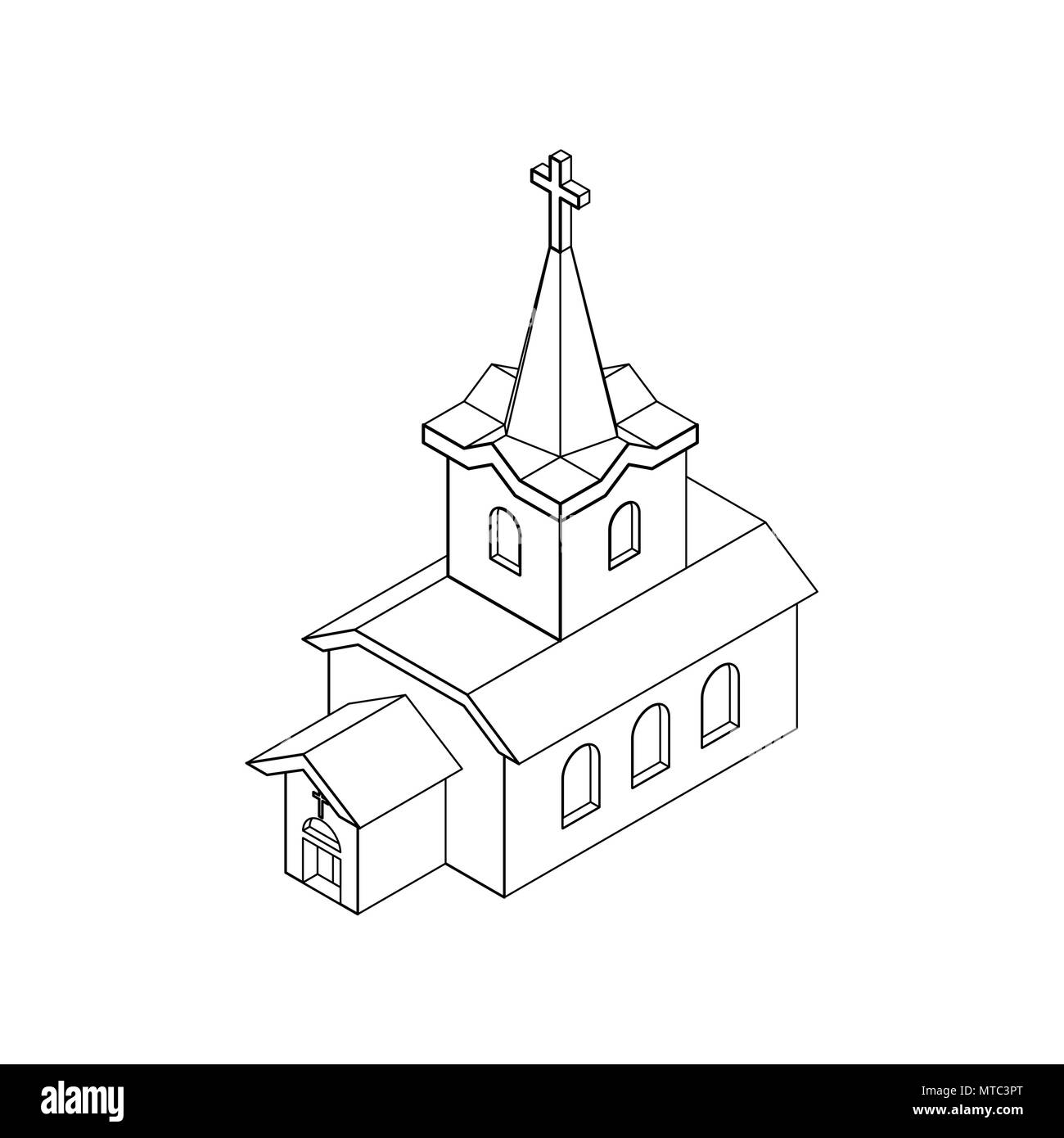 Chiesa Isometrics stile lineare cattolica casa cristiana religione. Illustrazione Vettoriale Illustrazione Vettoriale