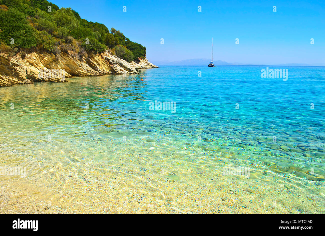 Paesaggio di filiatrò beach Ithaca Grecia Foto Stock