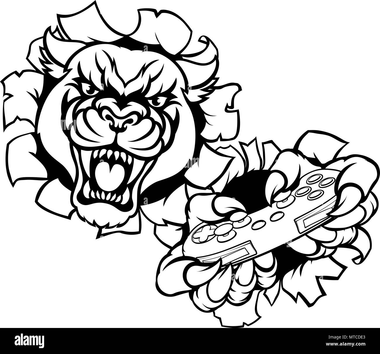 Black Panther animale mascotte del giocatore Illustrazione Vettoriale