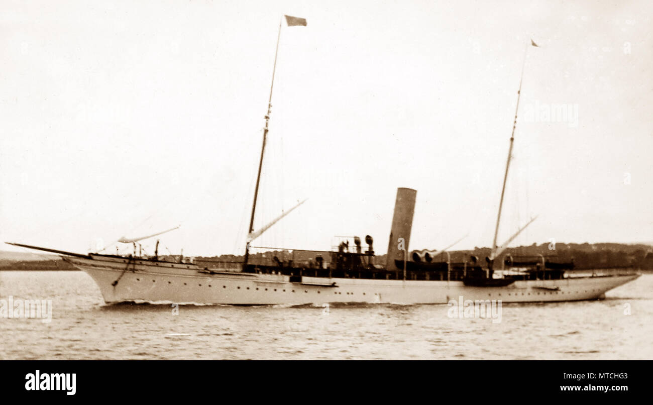 Sir Thomas Lipton di Steam Yacht 'Erin', agli inizi del novecento Foto Stock