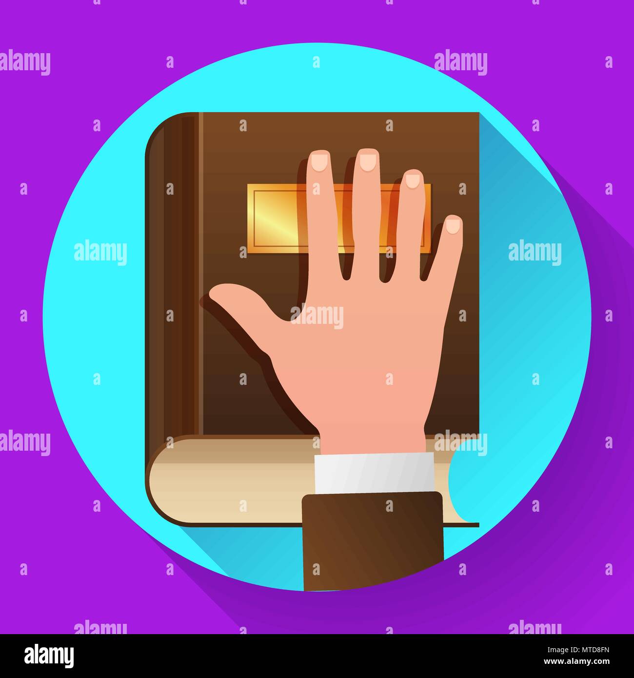 Mano sulla costituzione come giuramento Icona del concetto Illustrazione Vettoriale