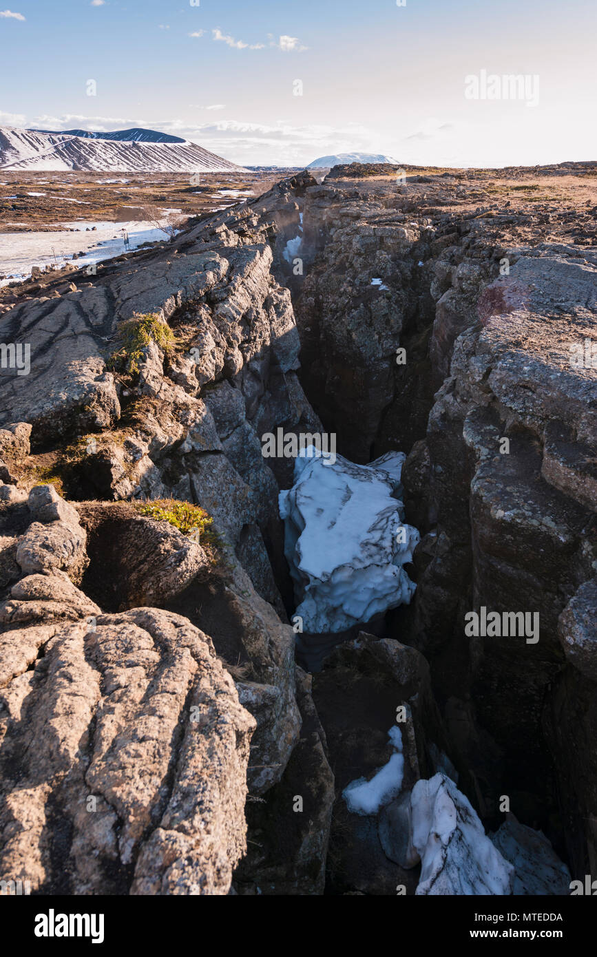 Rift continentale tra Nord America e piastra eurasiatica, Mid-Atlantic Ridge, Rift Valley, Silfra fessura, Krafla Foto Stock