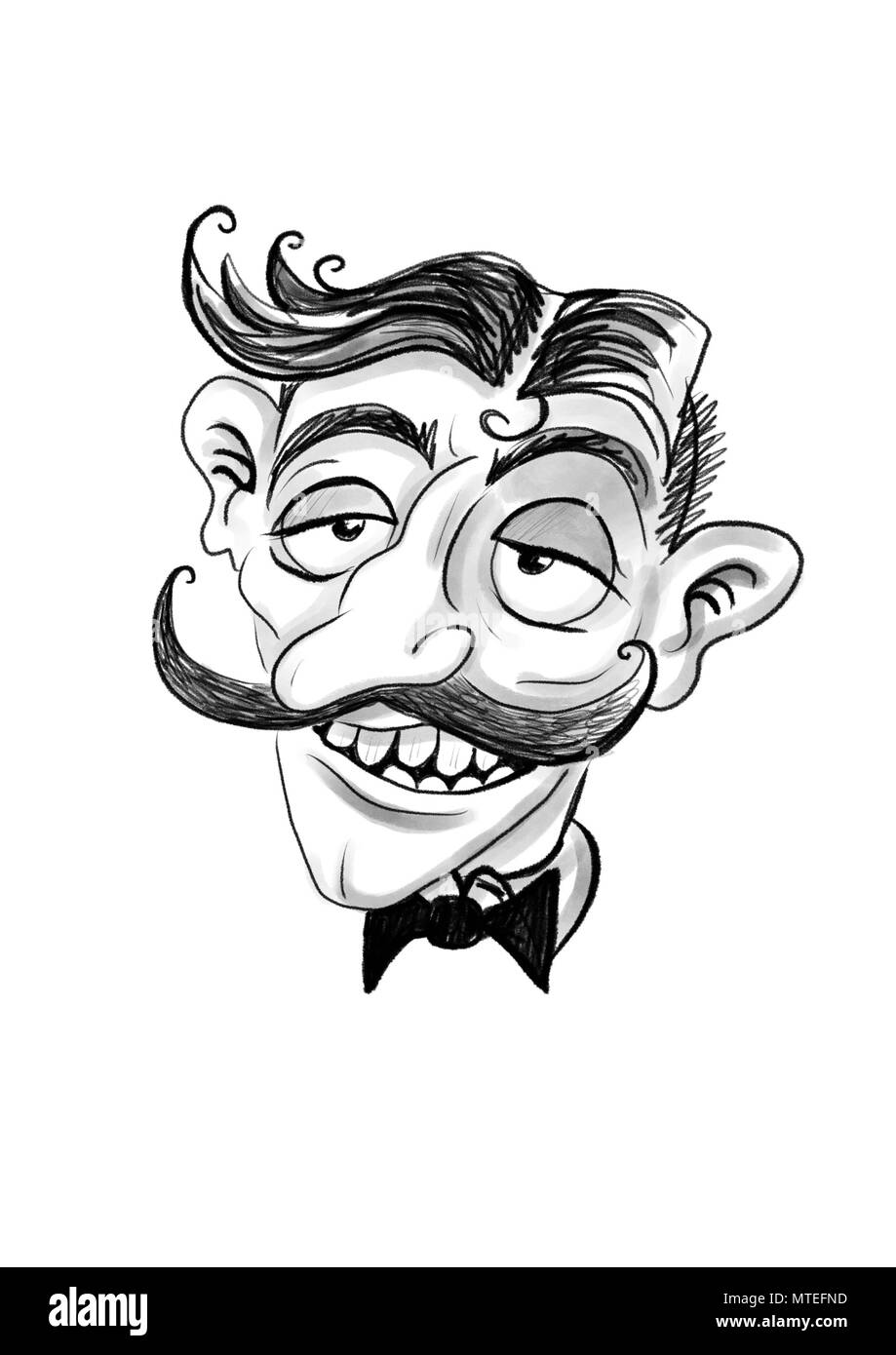 Un cartone animato di un uomo con i baffi Foto Stock