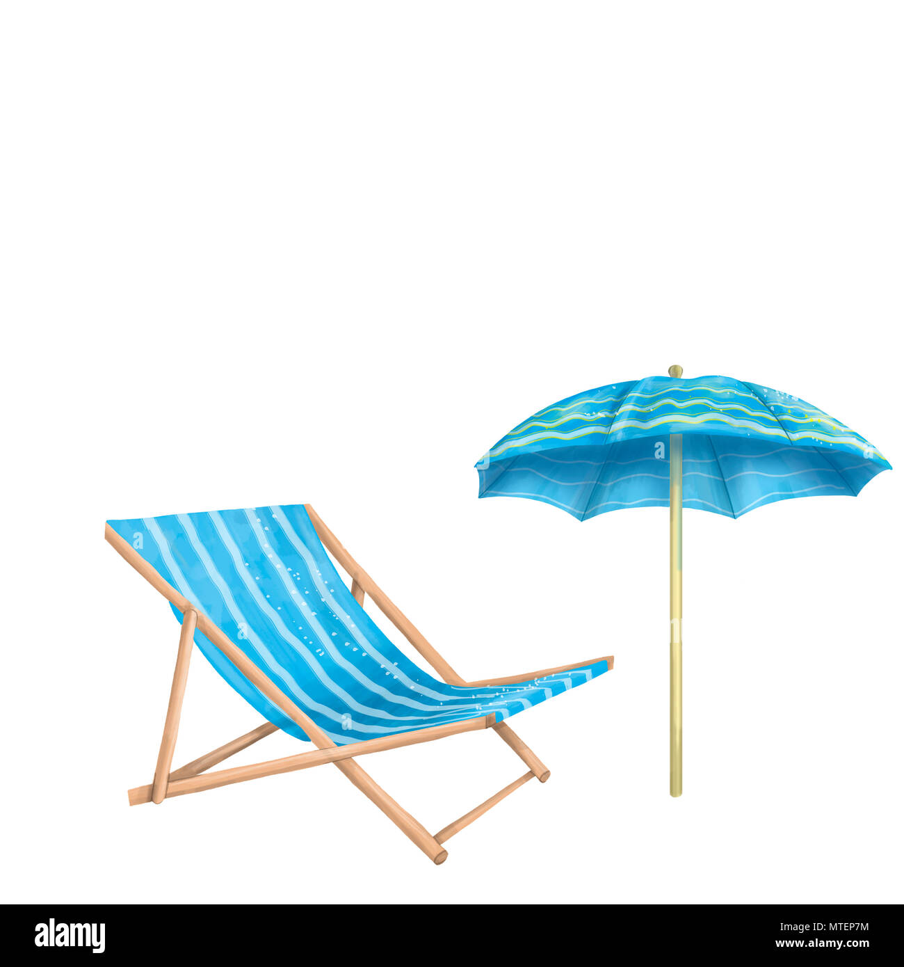 Chaise longue, ombrellone, digital clip art su sfondo bianco Foto stock -  Alamy