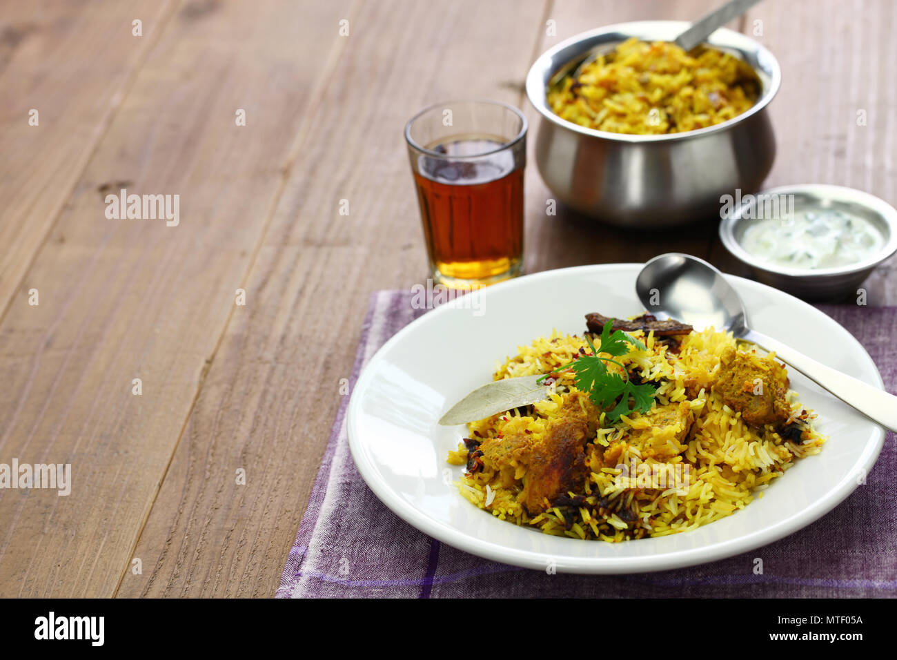 Hyderabadi biryani di pollo, cucina indiana Foto Stock