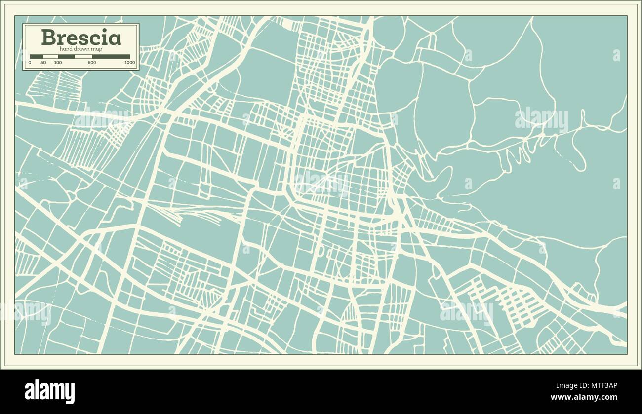 Brescia Italia mappa della città in stile retrò. Mappa di contorno ...
