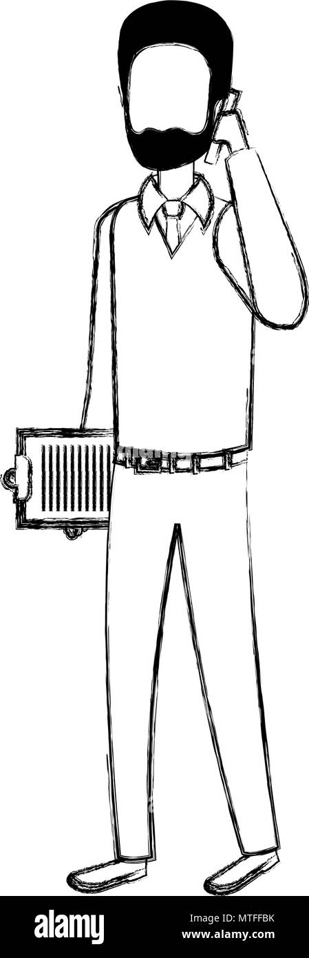 Imprenditore chiamando con lo smartphone e appunti Illustrazione Vettoriale Imprenditore chiamando con lo smartphone e appunti Illustrazione Vettoriale