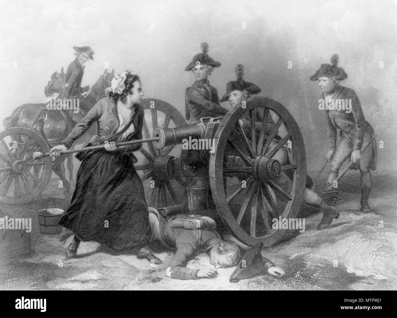 Molly Pitcher, una donna ha detto di aver combattuto nella battaglia americana di Monmouth, Maria Ludwig Hays McCauley. Molly Pitcher stessa può avere origine come un soprannome dato alle donne che portava acqua agli uomini sul campo di battaglia durante la guerra Foto Stock