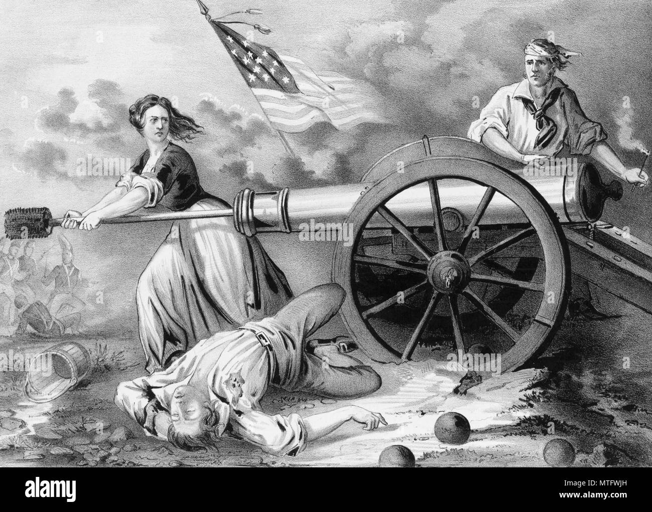 Molly Pitcher, una donna ha detto di aver combattuto nella battaglia americana di Monmouth, Maria Ludwig Hays McCauley. Molly Pitcher stessa può avere origine come un soprannome dato alle donne che portava acqua agli uomini sul campo di battaglia durante la guerra Foto Stock
