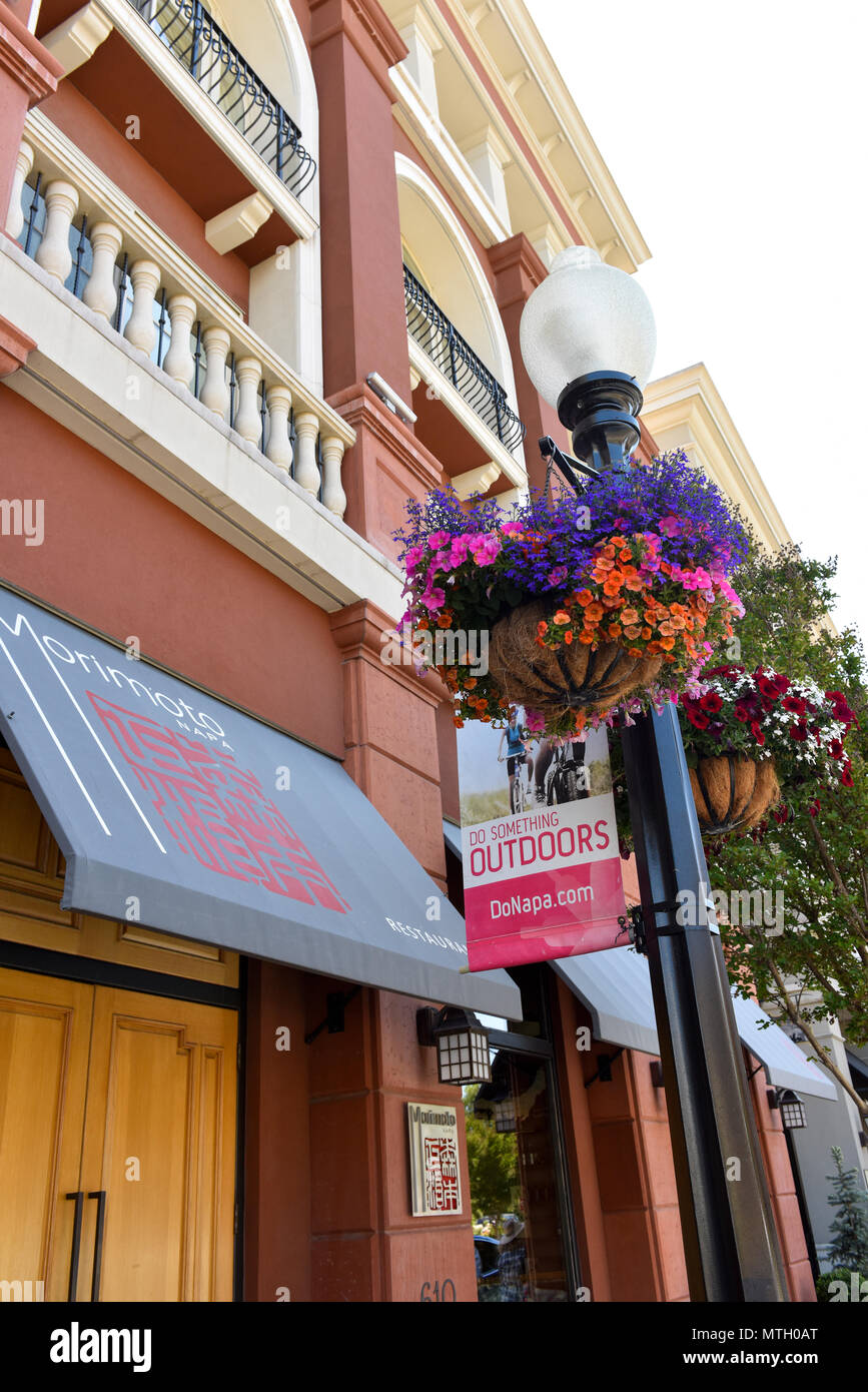 Edificio fronte strada e decor in Downtown Napa California Foto Stock