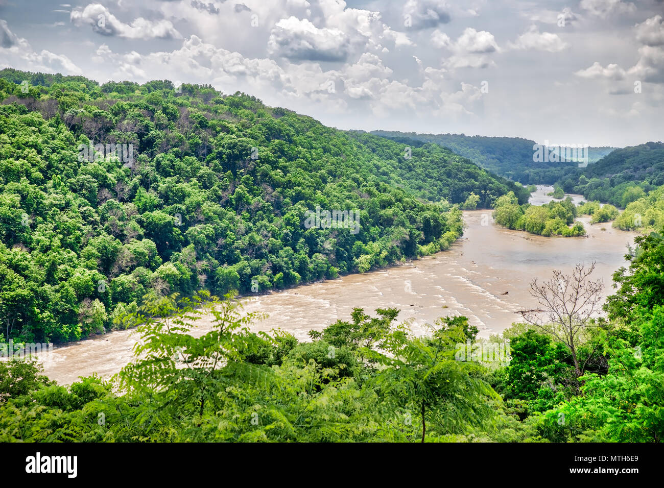 Il fiume Shenandoah come visto da sopra Harper's Ferry, West Virginia. Foto Stock
