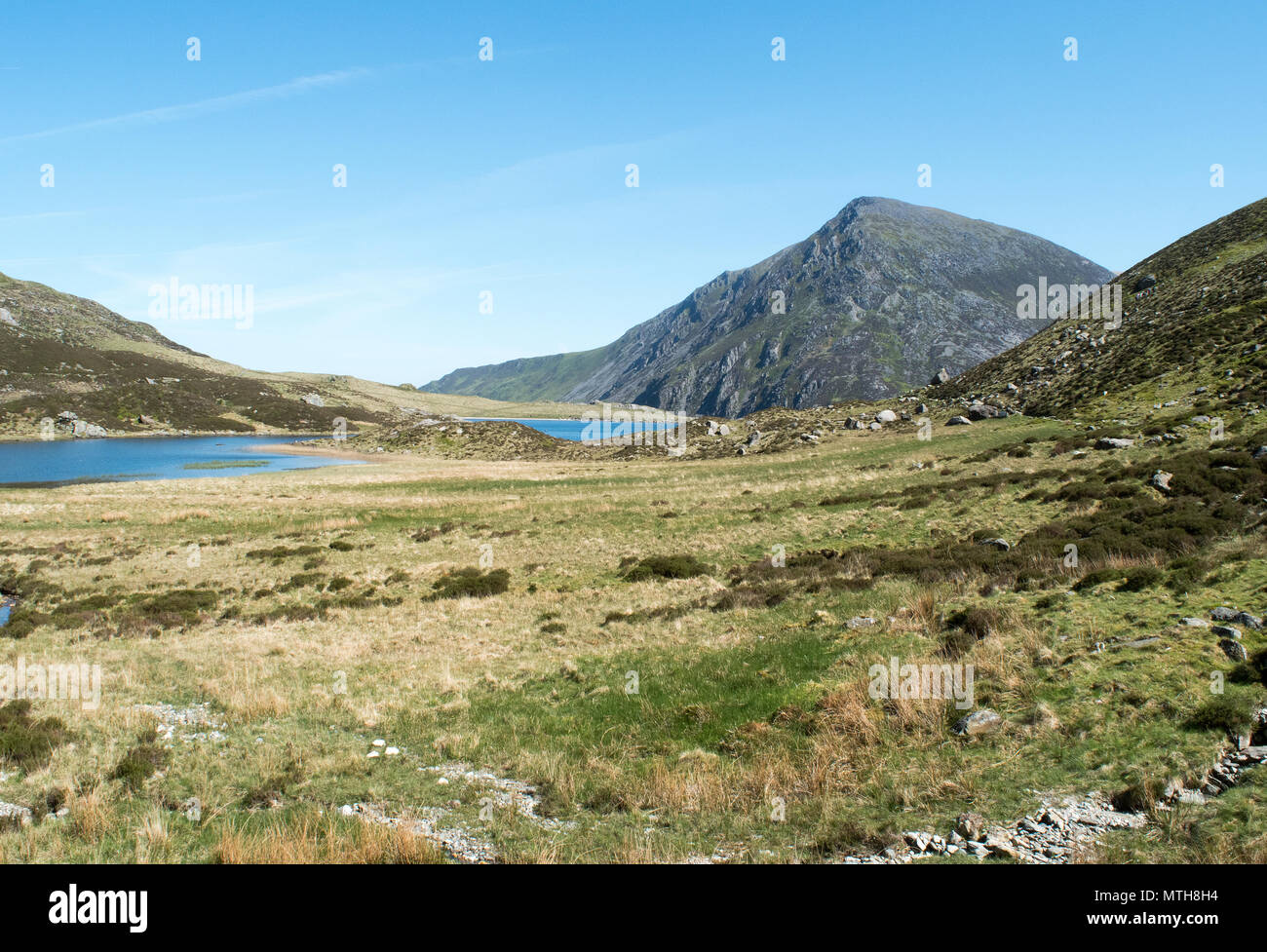 Llyn idwal e penna yr Wen ole Foto Stock