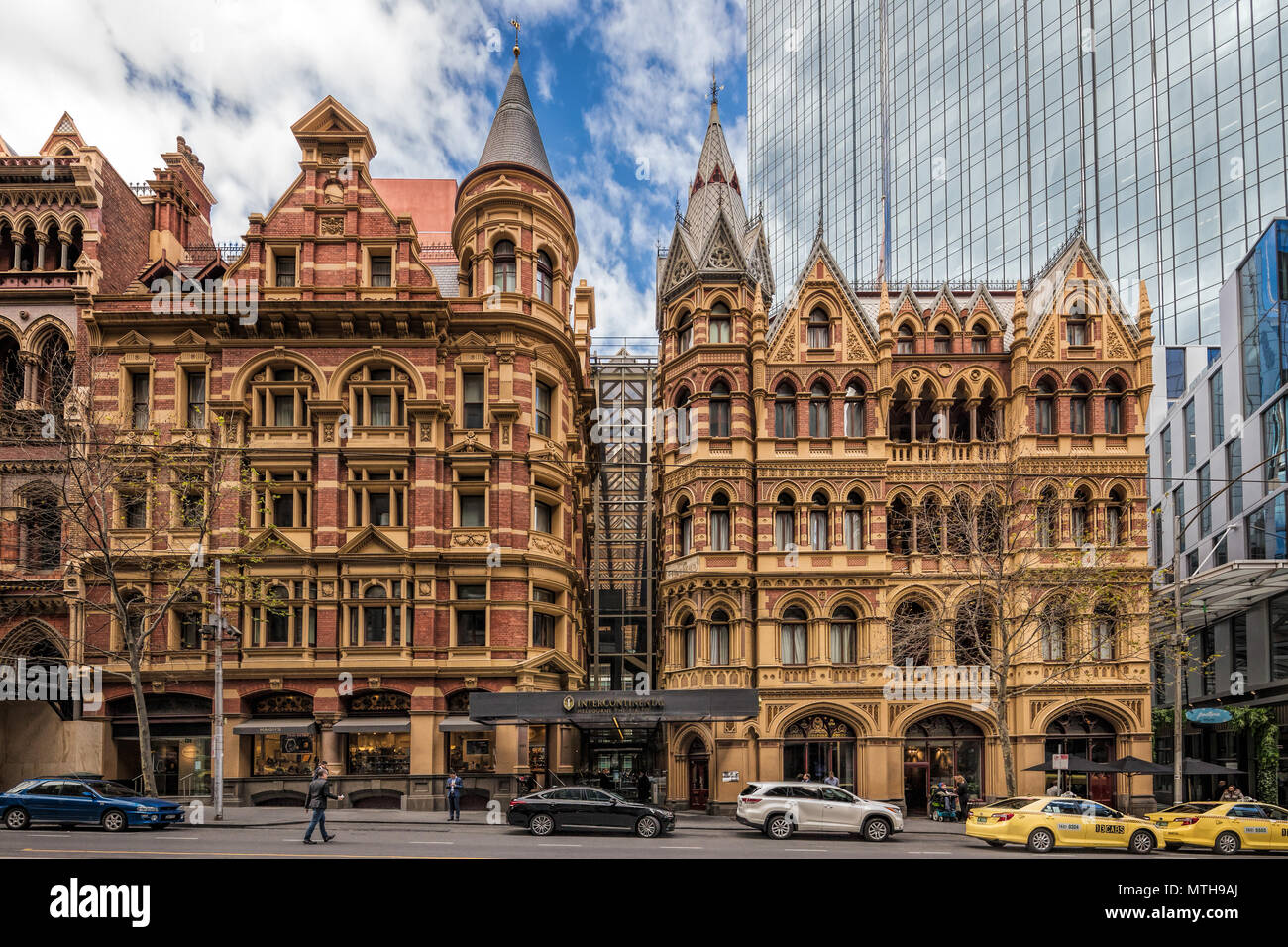 Il Rialto e l'Hotel Intercontinental Building in Collins Street, Melbourne Foto Stock