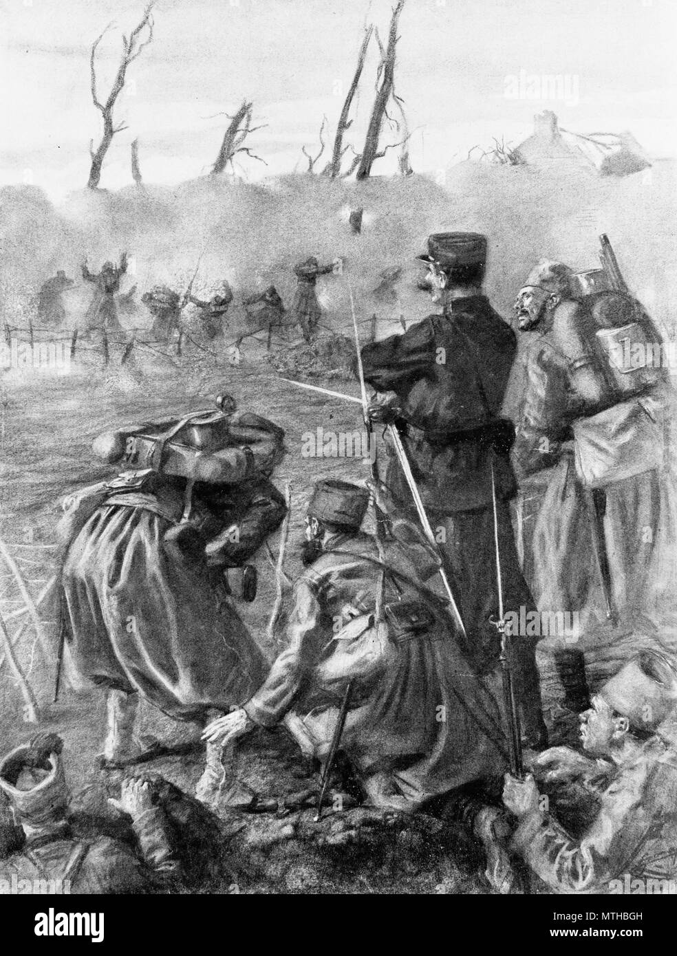 Attacco di gas, 1915, Francia Foto Stock