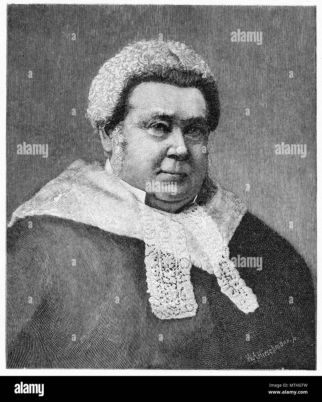 Incisione di Sir James Martin, tre volte premier del Nuovo Galles del Sud e il capo della Corte Suprema del Nuovo Galles del Sud dal 1873 al 1886. Dal pittoresco Atlas dell Australasia Vol 3, 1886 Foto Stock