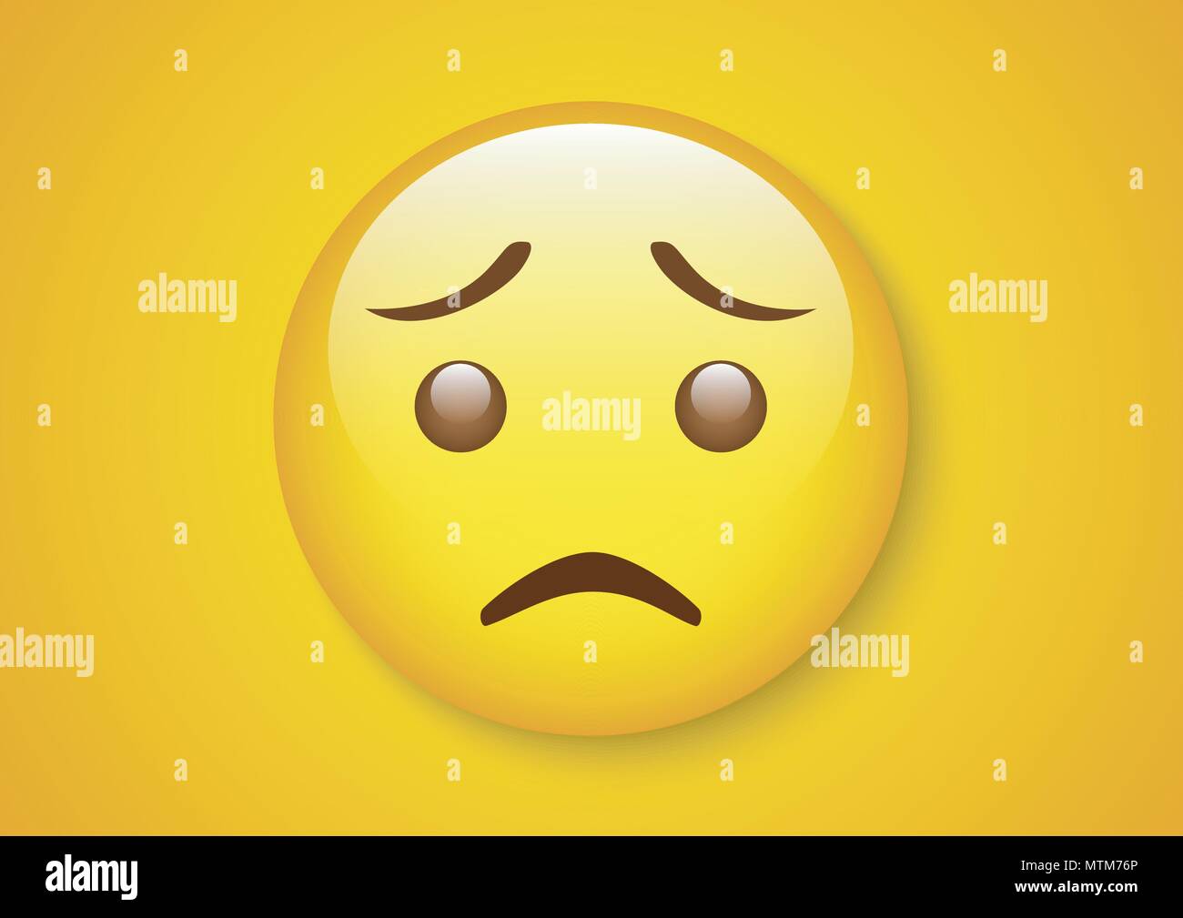 Il design del vettore di espressione di emoticon preoccupato per il viso Illustrazione Vettoriale