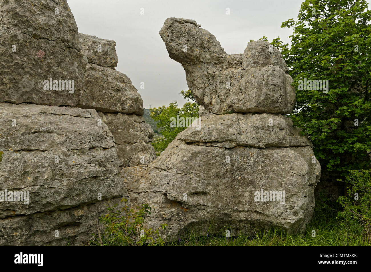 Vence pass (village des Idoles) è un luogo misterioso in Costa Azzurra dove ha eroso le rocce calcaree guardare come le rovine di un villaggio medievale. Foto Stock