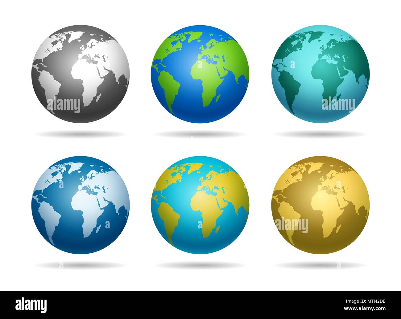 Globo terrestre. Il blu e il verde Europa mappa dettagliata sfera mondo illustrazione vettoriale Illustrazione Vettoriale