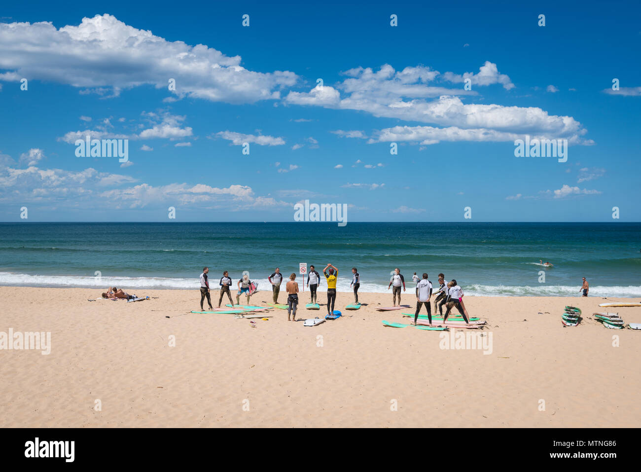 Manly Beach è una spiaggia situata tra le spiagge del Nord di Sydney, Nuovo Galles del Sud, Australia Foto Stock