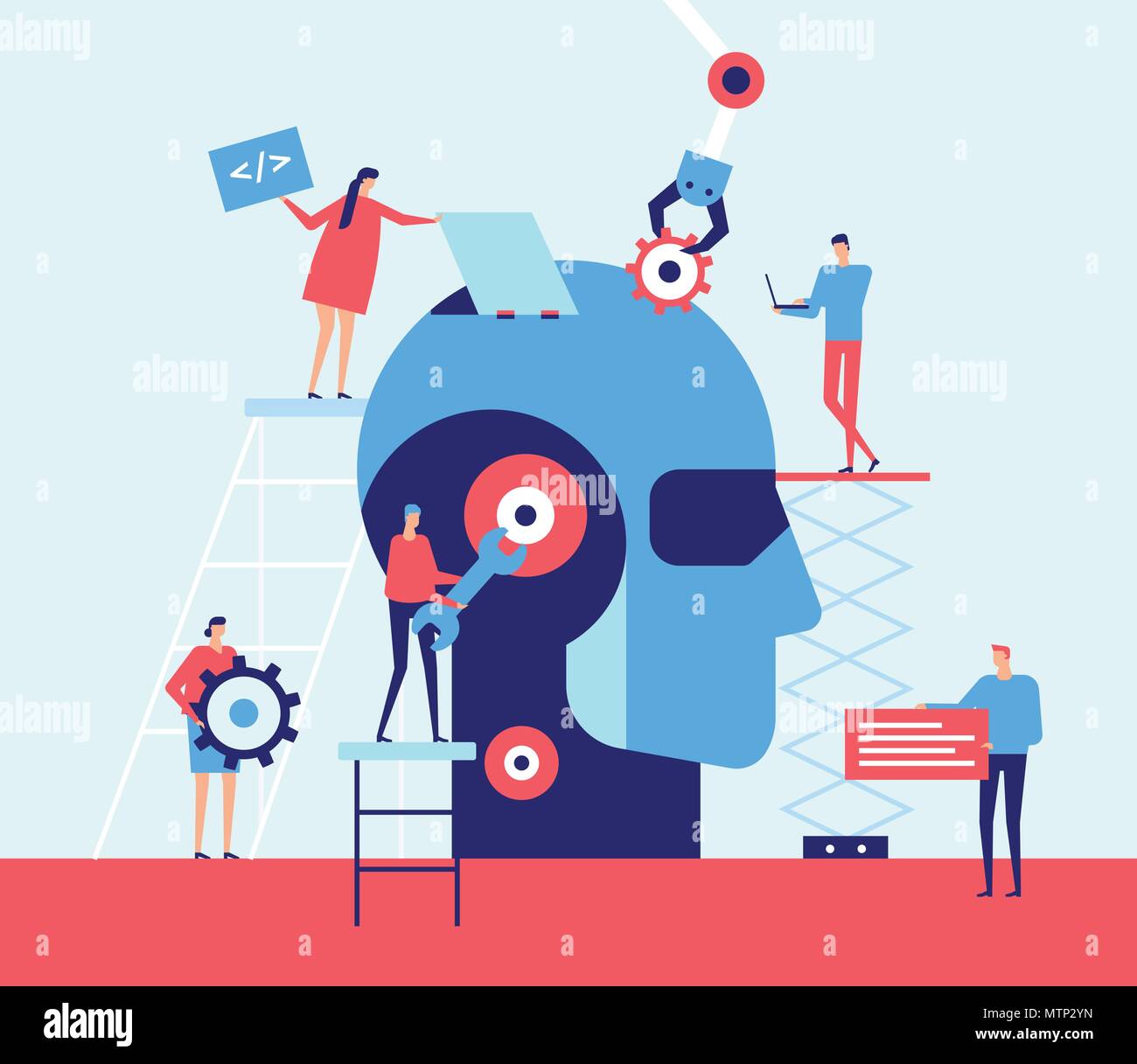 Intelligenza artificiale - design piatto illustrazione dello stile Illustrazione Vettoriale