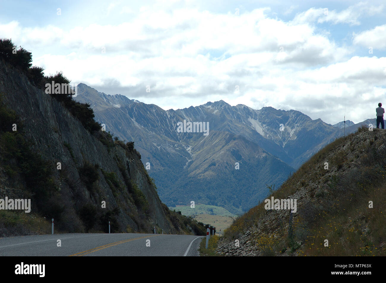 Autostrada statale 6 a Queenstown, Alpi del Sud, Isola del Sud, Nuova Zelanda Foto Stock