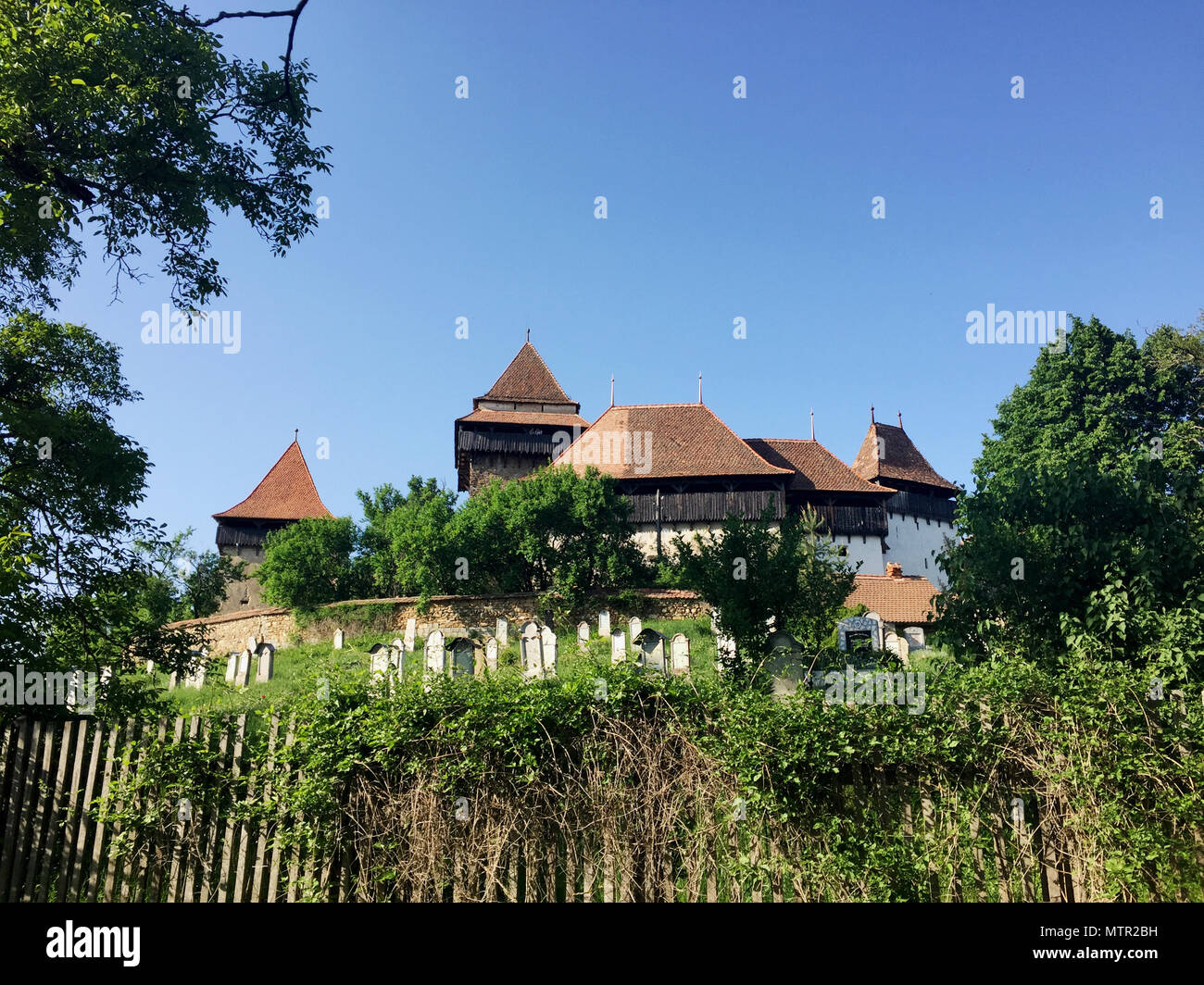 Storica fortificata Chiesa sassoni di Transilvania Viscri Romania Foto Stock
