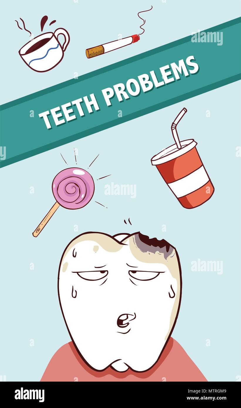 Illustrazione vettoriale di un cattivo cibo e bevanda per denti, Illustrazione Vettoriale